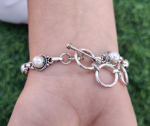Gift for Wedding <b>Solid</b> 925 Sterling <b>Silver</b> Pearl Gemstone Handmade Fine <b>Silver</b> <b>Bracelet</b> Jewelry 925 Stamp <b>Silver</b> Jewelry - Product Image 3