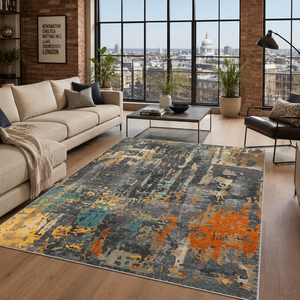 Tapis lavable en chenille Rug Weavers RW7126 Bergamo Pewter Tribal, 10 tailles, vente en gros et dropshipping - Product Image 1
