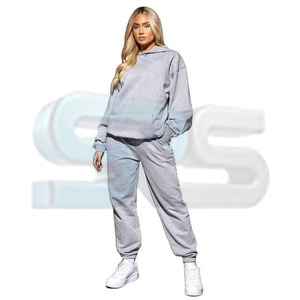 Ensemble confortable de survêtement à capuche et de jogging en coton épais pour femmes Survêtement à la mode deux pièces avec logo personnalisé OEM - Product Image 4