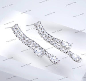 Ensemble de collier en argent avec diamant moissanite, collier long à pendentif, élégant collier en forme de Y pour femmes, look de mariée - Product Image 4