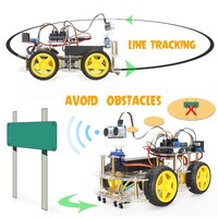 Kit de Coche Robótico de Doble Chasis con Sensor Ultrasónico para Evitar Obstáculos y Placa de Desarrollo con Rastreador de Líneas para Niños ArduIDE