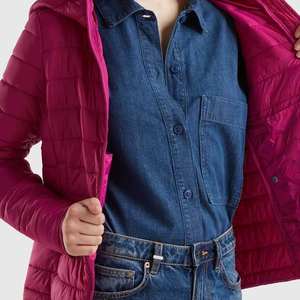 Chaquetas Acolchadas para Mujer, Diseño Moderno, Color Rosa Oscuro, 100% Poliéster, Relleno de Algodón, Estilo con Cremallera, Capucha, Abrigo Burbuja, OEM ODM - Product Image 4