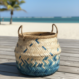 Panier de rangement pour vêtements en rotin naturel avec poignée - Forme ovale écologique, multi-usages, décoration d'intérieur - Product Image 1