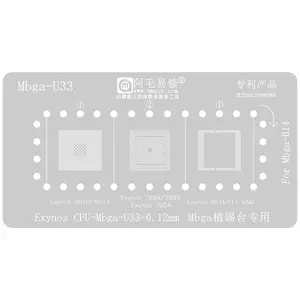 Amaoe Steel Planting Tool Tin Mesh BGA Reballing CPU Repair Stencil For Samsung Exynos CPU Mbga Series U33-38