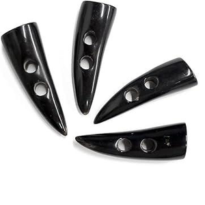 Attaches en corne de buffle naturelle polie et sculptée, attaches en corne de buffle pour Noël, attaches en os cousues, style nautique, agate noire - Product Image 1