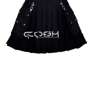 Kilt en coton personnalisé de haute qualité avec chaînes métalliques, mode alternative audacieuse, marque privée - Product Image 6