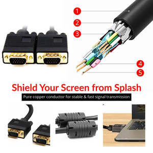 Cable VGA a VGA de 5 Núcleos, 6 Pies, 15 Pines, Macho a Macho, Cable de Extensión para Transmisión de Video - Product Image 4