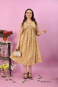 Kurti Premium Lina Approved para Mujer, Multicolor, de Rayón Pesado, con Estampado por Transferencia Térmica Directa, Listo para Usar, Estilo Indio/Pakistaní - Product Image 3