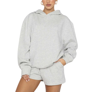 Bộ đồ thể thao nữ cỡ lớn thời trang, in logo tùy chỉnh, quần short thể thao, áo hoodie, bộ đồ nữ - Product Image 2