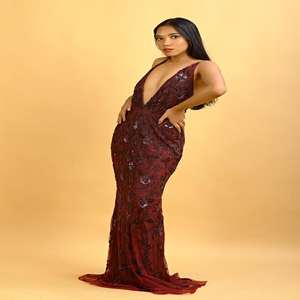 ชุดราตรีดีไซน์เนอร์ประดับตกแต่งด้วยมือ |   ชุดเดรสประดับเลื่อมและลูกปัดคุณภาพสูงสำหรับงานแต่งงานริมชายหาด งานอีเว้นท์รีสอร์ท และการส่งออกจำนวนมาก - Product Image 2