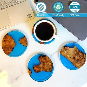 Sous-verre époxy en bois d'aspect royal Table de restaurant d'hôtel Sous-verre perlé décoratif et article d'utilisation doué - Product Image 4