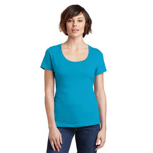 Camiseta transpirable de manga corta con cuello redondo de algodón 100% para mujer - Product Image 1