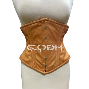 Corsé Brillante Naranja de Moda para Fiesta, Corsé Ajustado con Cordones Debajo del Busto |   Corsé de Moda Glamuroso al por Mayor - Product Image 4