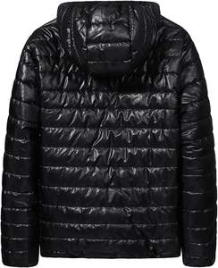 New Arrival Men's Warn Winter Shiny Quilted <b>Puffer</b> <b>Jacket</b> Windbreaker Padded Thick Hooded Bubble Fashion <b>Jackets</b> - Product Image 2