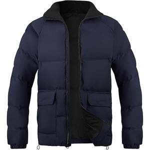 Vente en gros de veste d'hiver imperméable et chaude personnalisée style tendance pour hommes vêtements de ville de couleur unie matelassée à bulles fabriquée par les sports habillés - Product Image 1