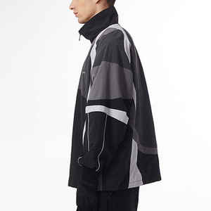 Slim Fit Soft Stretch 100% Polyester Color Block Windbreaker <b>Jacket</b> Jogging Sportswear Nylon Tracksuit for Men's KIT-N-FIT SPORT - Product Image 2