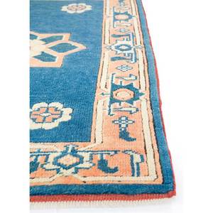 Tapis de grande surface en laine nouée à la main Nuray Blue Pae-1159, motif médaillon diamant, rectangulaire, pour couloir, salon et chambres d'adolescents - Product Image 4