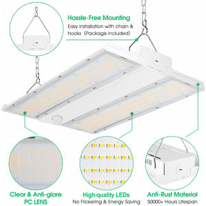 Luminaria Lineal de Alta Bahía Comercial con Certificación ETL DLC, Iluminación LED Industrial con Lente de PC Antideslumbrante para Taller - Product Image 3