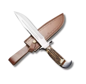 Cuchillo de Supervivencia para Exteriores de Acero de Damasco con Mango Clásico de Asta de Ciervo, Fabricado en Pakistán, Venta al por Mayor, OEM, Personalizado, Alta Calidad - Product Image 1