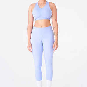 Ensemble de Yoga sans couture de haute qualité pour femmes soutien-gorge de sport de bonne qualité Legging respirant grande taille écologique avec motif solide - Product Image 3
