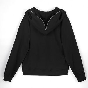 Balaclava Hoodie Heavyweight Quarter Zip Hoodie Unisexe Hiver Hommes Balaclava Hoodie Masque Yeux Trous Sweat coton mélangé - Product Image 5