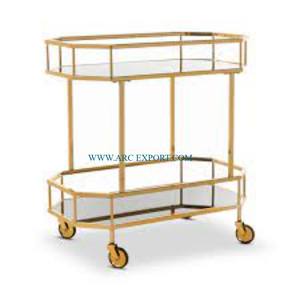 Carrito de servicio de comida para el hogar y hoteles de 2 capas de diseño estándar de alto grado Carros de servicio decorativos grandes de calidad superior - Product Image 6