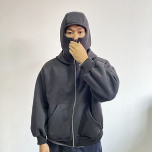 Custom Full Face Mask Hoodies Manufacturers Men Street Wear Cremallera Hip Hop Hoodie con Face Masked Basics Algodón Mezclado - Product Image 2