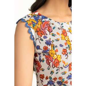 Traje de 3 piezas de gasa estampada sin coser SD-52003, top incluido - Product Image 6