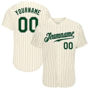 Camiseta de béisbol auténtica gris personalizable gris a rayas verde-gris - Product Image 1