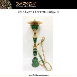 Cachimbas Shisha de lujo con revestimiento de concha de OSTRA, acero inoxidable chapado en oro, técnicas de laca decorativa de nácar - Product Image 6