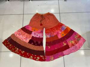 กางเกง Palazo แบบปะสำหรับผู้หญิงกางเกงขายาวทรงหลวมสำหรับผู้หญิงกางเกงขายาวดีไซน์ไม่เหมือนใครสวมใส่สบาย - Product Image 4