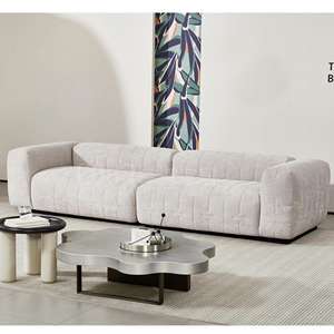 Sofá Modular Moderno de Tela con Tres Asientos |   Sofá Seccional Tapizado de Lujo con Brazos Rectos para Sala de Estar, Villa o Escuela |   Horti - Product Image 1