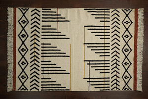 Whimsy Unique Handcrafted Modern Boho Wool Rug Geometric Washable Handwoven Plush-Pile Customized Size <b>Square</b> Home Interior - Product Image 4