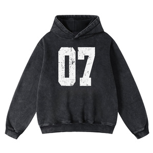 Men's <b>Hip</b> Hop Acid Wash Heavy Fleece Hoodies Custom Embroidery High Quality Polyester/Cotton Blend Vintage Distressed Winter - Product Image 6