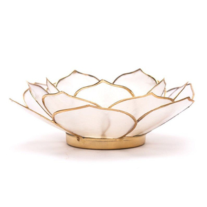 Portavelas de Flor de Loto de Concha Natural Blanca Creativa con Ribete Dorado, Decoración Elegante para el Hogar y Regalo Festivo - Product Image 4