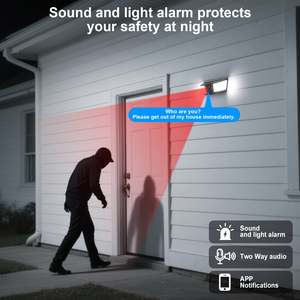 Caméra de sécurité solaire sans fil pour extérieur avec vision nocturne, détection de mouvement, audio bidirectionnel et sirène, format de compression vidéo H.264 - Product Image 3