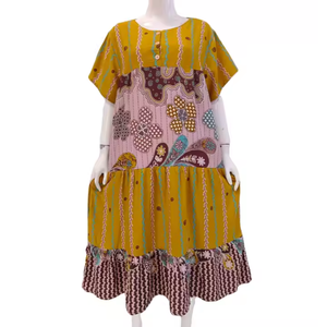 Chemise de nuit douce d'été à volants superposés pour femmes, grande taille, col rond avec boutons, manches courtes, 5 couleurs disponibles - Product Image 6