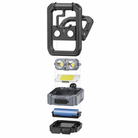 Lanterne de camping LED portable, lampe de travail extérieure rechargeable, charge USB, cadre métallique avec poignée et crochet