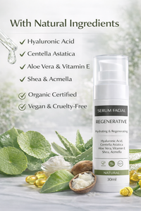 Siero Viso Rigenerante 30ml OEM con Etichetta Privata |   Acido Ialuronico, Centella, Aloe Vera |   Organico Vegano |   Prodotto in Spagna UE - Product Image 3