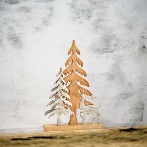 Decoración de árbol de Navidad moderna de metal negro sobre base de madera para un elegante acento de vacaciones y vibraciones festivas minimalistas - Product Image 6