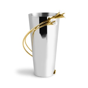 Vase à fleurs en métal artisanal accrocheur avec art de côté de fleur parfait pour ajouter du charme aux arrangements de salon - Product Image 5