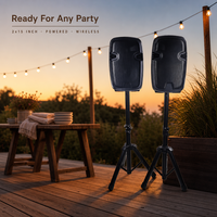 Système de sonorisation PA 2x15 pouces 1000W de puissance de crête, en plastique, sans fil, pour intérieur/extérieur, idéal pour fêtes, DJ, et ensembles de karaoké