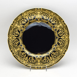 Assiette de chargeur fantaisie dernier design dernière qualité métal couleur or et noir assiette d'affichage de taille moyenne fournitures de vaisselle - Product Image 1