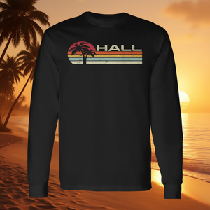 Camiseta promocional de manga larga con estampado de puesta de sol vintage de los años 80 y 90 con palmeras - Product Image 3