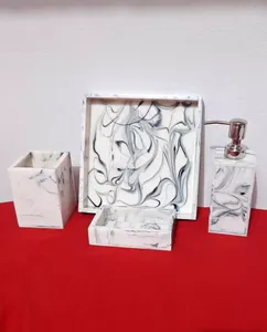 Style européen 4 pièces faites à la main en résine époxy naturelle accessoires de salle de bain porte-savon et bain pour la maison et l'hôtel - Product Image 4