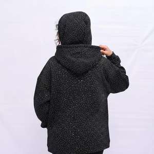 Sudadera con Capucha Personalizada con Pedrería, Sudadera Holgada y Gruesa para Mujer, Sudadera Informal de Manga Larga con Cordón y Cremallera - Product Image 3