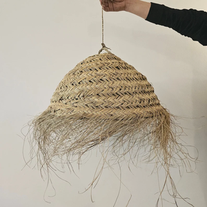 Artisan-Crafted Natural Straw Lampshade - Boho Style Seagrass <b>Pendant</b> <b>Light</b> for Living Room or Bedroom - Product Image 5