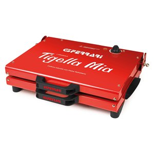 Horno eléctrico para pizza Gferrari Tigella Mia de 1200W, rojo, con piedra refractaria para uso doméstico. - Product Image 1