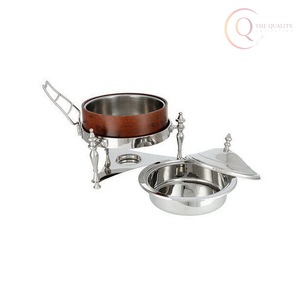Recipiente Clásico Redondo para Calentar Alimentos con Tapa y Soporte, de Acero Inoxidable, para Hoteles y Restaurantes, Duradero y Ecológico - Product Image 3