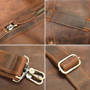 Sac de voyage en cuir véritable léger de couleur unie, design personnalisé OEM, sac de sport décontracté de luxe, fermeture éclair, faible MOQ, prix d'usine - Product Image 4